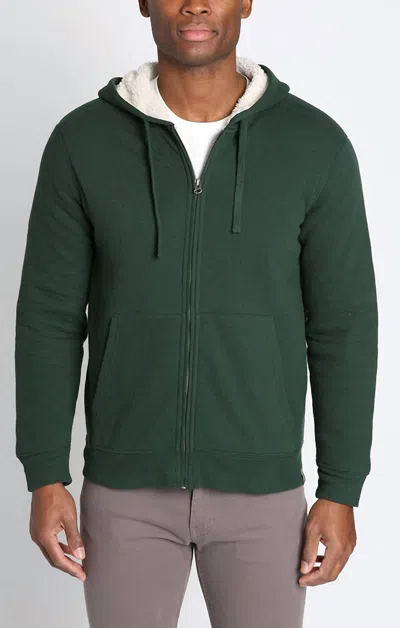 Jachs New York Recycled Jacquard Sherpa Lined Full Zip Hoodie In Green
