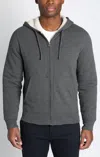 Jachs New York Recycled Jacquard Sherpa Lined Full Zip Hoodie In Grey In Gray
