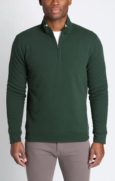 Jachs New York Recycled Jacquard Sherpa Lined Quarter Zip Pullover In Green