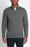 Jachs New York Recycled Jacquard Sherpa Lined Quarter Zip Pullover Sweatshirt In Coal In Gray