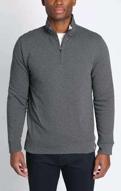 Jachs New York Recycled Jacquard Sherpa Lined Quarter Zip Pullover Sweatshirt In Coal In Gray