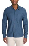 Jachs New York Reverse Slub Workshirt In Blue In Blue