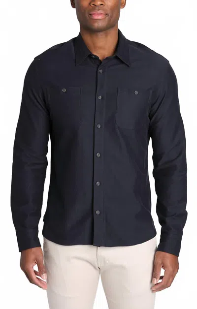Jachs New York Reverse Slub Workshirt In Dark Navy In Blue