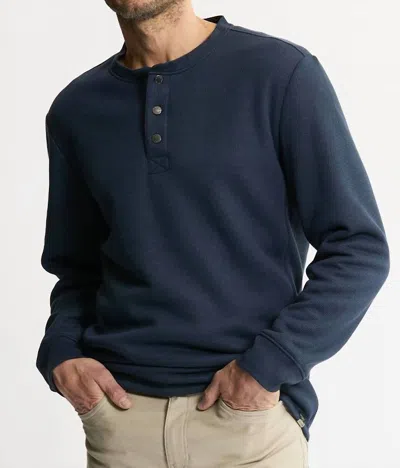 Jachs New York Sherpa Bonded Waffle Long Sleeve Henley In Navy In Blue