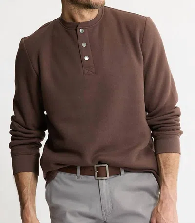 Jachs New York Sherpa Bonded Waffle Long Sleeve Henley Shirt In Brown