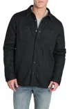 Jachs New York Sherpa Bonded Waffle Snap Workshirt In Black In Black