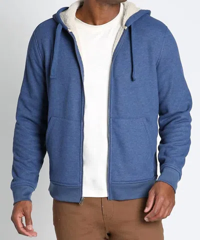 Jachs New York Sherpa Lined Waffle Hoodie In Blue