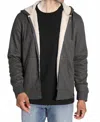 Jachs New York Sherpa Lined Waffle Hoodie In Charcoal In Gray