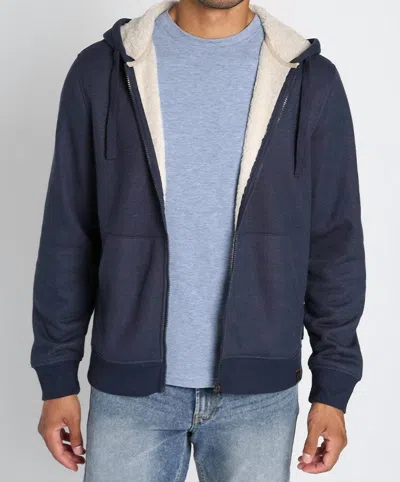 Jachs New York Sherpa Lined Waffle Hoodie In Navy In Blue