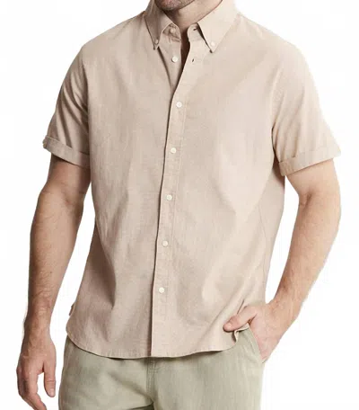 Jachs New York Short Sleeve Chambray Shirt In Beige Noho In Neutral