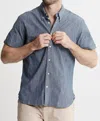 Jachs New York Short Sleeve Chambray Shirt In Indigo In Gray