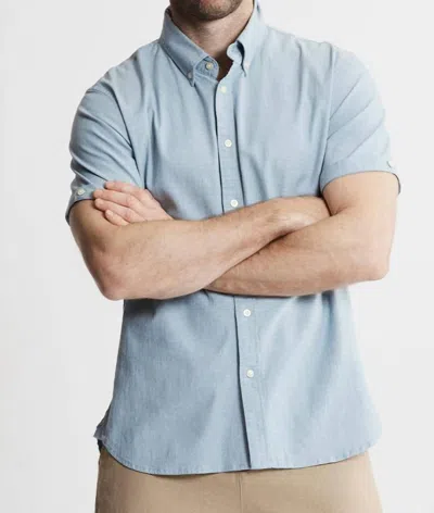 Jachs New York Short Sleeve Chambray Shirt In Light Blue
