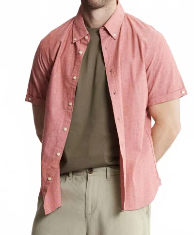 Jachs New York Short Sleeve Chambray Shirt In Red Noho In Pink