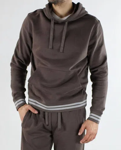 Jachs New York Soft Touch Varsity Hoodie In Brown