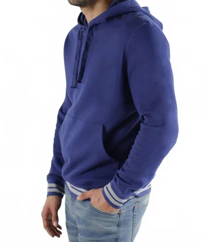 Jachs New York Soft Touch Varsity Hoodie In Navy In Blue