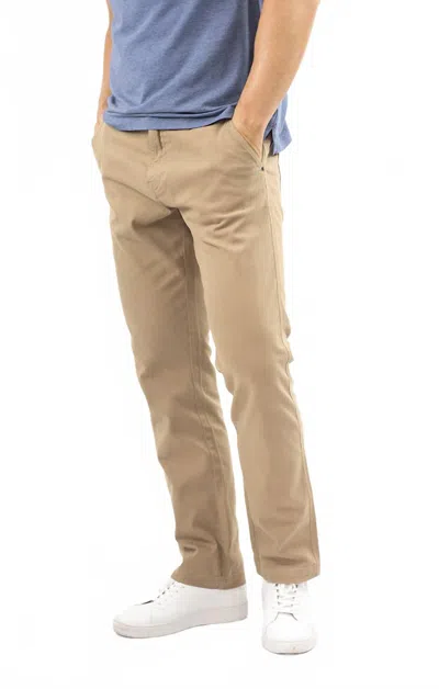 Jachs New York Straight Fit Stretch Bull Denim Pants In Khaki In Brown