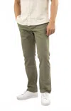 Jachs New York Straight Fit Stretch Bull Denim Pants In Olive In Green