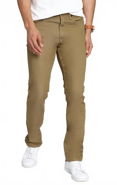 Jachs New York Straight Fit Stretch Sateen 5 Pocket Pants In Khaki In Brown