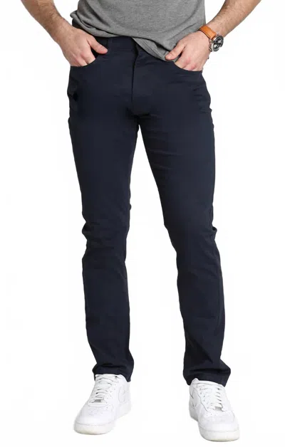 Jachs New York Straight Fit Stretch Sateen 5 Pocket Pants In Navy In Blue