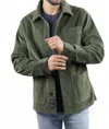 Jachs New York Stretch Corduroy Chore Coat In Jade In Green
