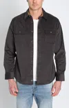 Jachs New York Stretch Corduroy Liberty Overshirt In Charcoal In Pink