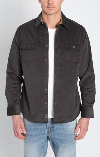 Jachs New York Stretch Corduroy Liberty Overshirt In Charcoal In Pink