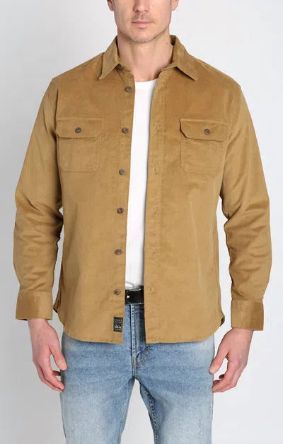 Jachs New York Stretch Corduroy Liberty Overshirt In Tan In Nude