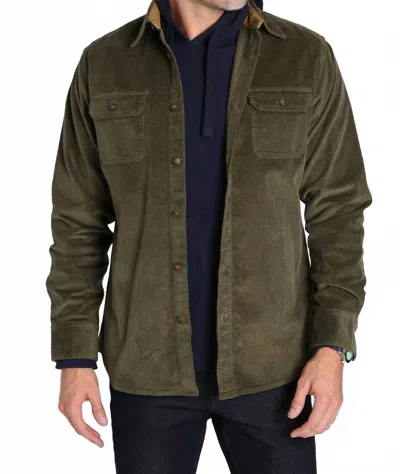 Jachs New York Stretch Corduroy Overshirt In Jade In Blue
