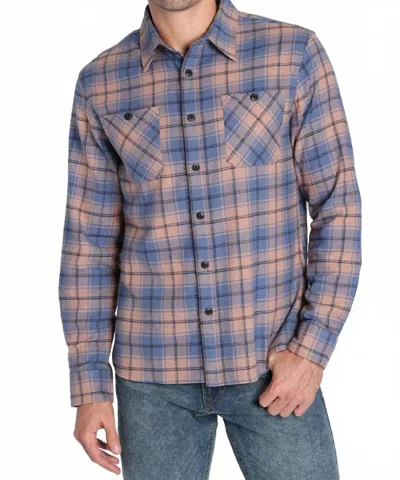 Jachs New York Stretch Midweight Flannel Workshirt In Blue Stretch Plaid