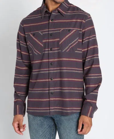 Jachs New York Stretch Midweight Flannel Workshirt In Brown Stretch Plaid In Purple