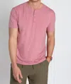 Jachs New York Cotton Modal Short Sleeve Henley Tee In Light Red In Red