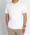 Jachs New York Stretch Poly Viscose Short Sleeve Henley Tee In White In White
