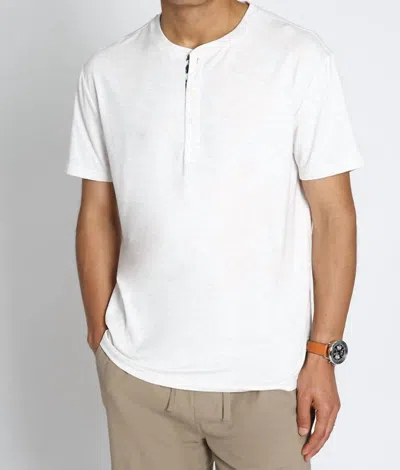 Jachs New York Stretch Poly Viscose Short Sleeve Henley Tee In White