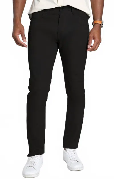 JACHS NEW YORK STRETCH STRAIGHT FIT 5 POCKET TWILL PANTS IN BLACK