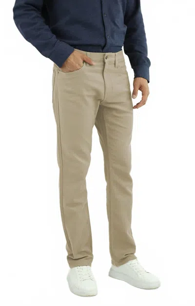 Jachs New York Stretch Straight Fit 5 Pocket Twill Pants In Khaki In Green