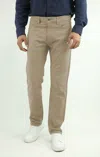Jachs New York Stretch Straight Fit 5 Pocket Twill Pants In Taupe In Gray