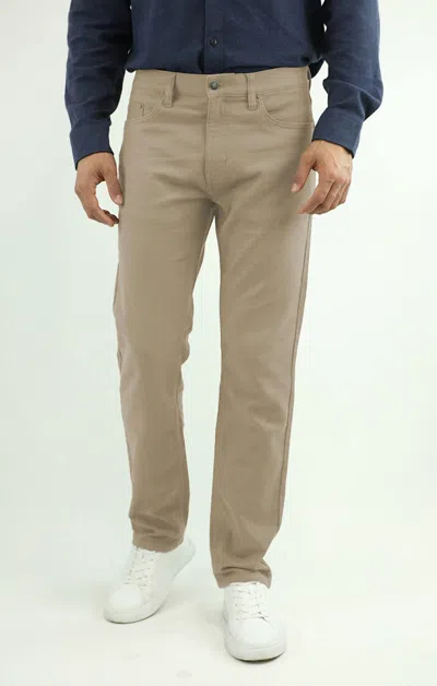 Jachs New York Stretch Straight Fit 5 Pocket Twill Pants In Taupe In Gray