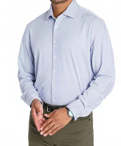 Jachs New York Warp Knit Bamboo Shirt In Blue Stripe