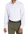 Jachs New York Warp Knit Bamboo Shirt In Navy Stripe In White