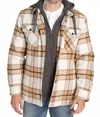 Jachs New York Wool Blend Hooded Jacket In Cream Plaid In Multi