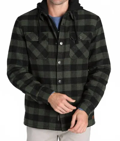 Jachs New York Wool Blend Hooded Jacket In Olive Plaid In Multi