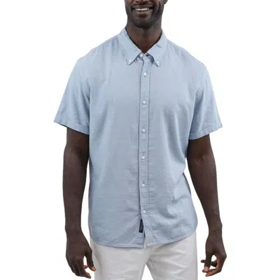 Jachs Noho Short Sleeve Linen Blend Button-down Shirt In Light Blue