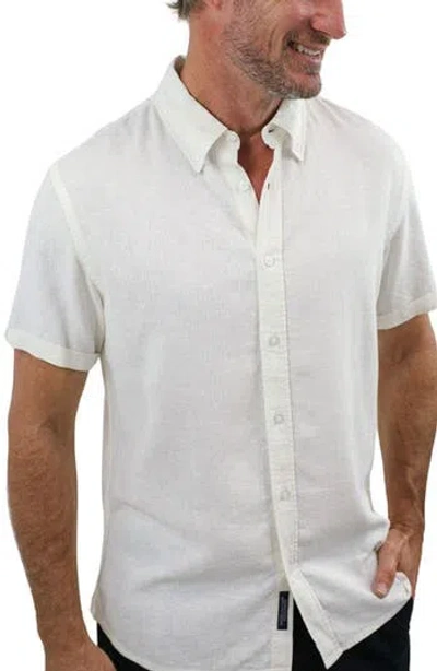 Jachs Noho Short Sleeve Linen Blend Button-down Shirt In White