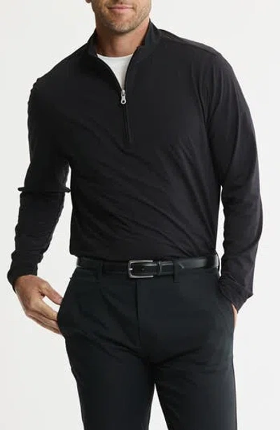 Jachs Performance Microstripe Quarter Zip Pullover In Black