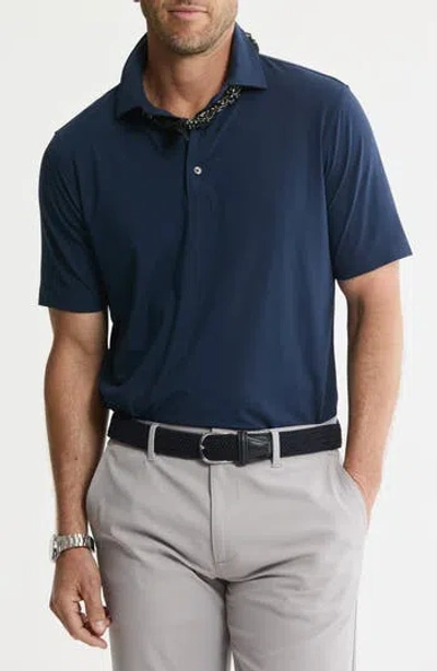 Jachs Performance Stripe Polo In Blue