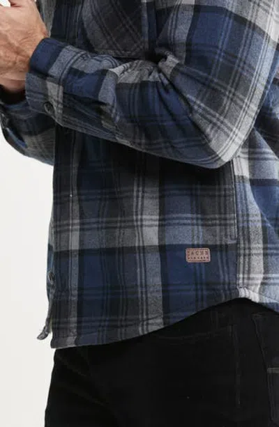 Jachs Plaid Flannel Shirt Jacket With Faux Fur Lining In Plaid Navy