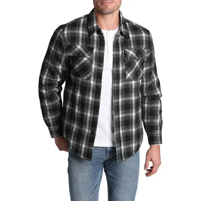 Jachs Plaid Fleece Lined Long Sleeve Button-up Shirt In Black Sherpa Print