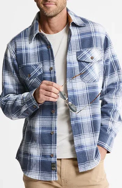 Jachs Plaid Long Sleeve Knit Flannel Button-up Shirt In Blue