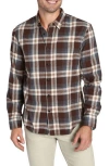 Jachs Plaid Long Sleeve Stretch Cotton Button-up Shirt In Brown Plaid Flannel