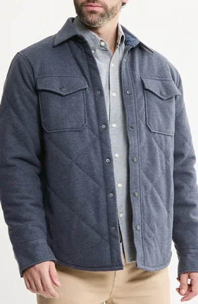 Jachs Quilted Brushed Knit Shirt Jacket In Blue